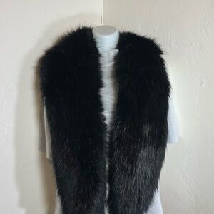 BCBG Black Faux Fur Long Scarf Wrap